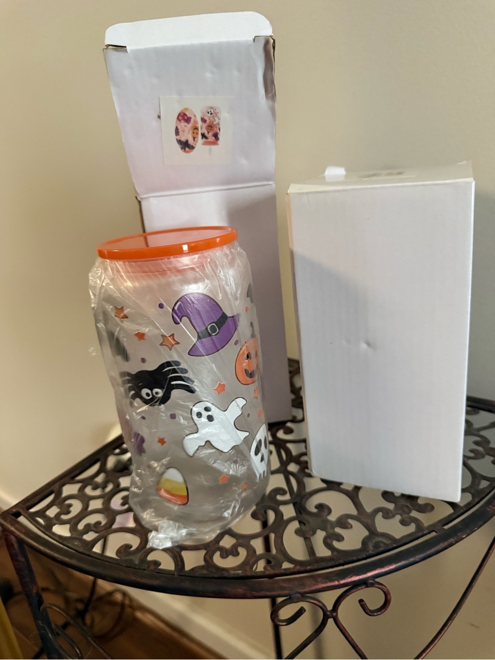 Halloween Tumblers 2 pack with Orange Lids and straws